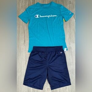 Champion Teal T-Shirt and Dark Blue Shorts Set